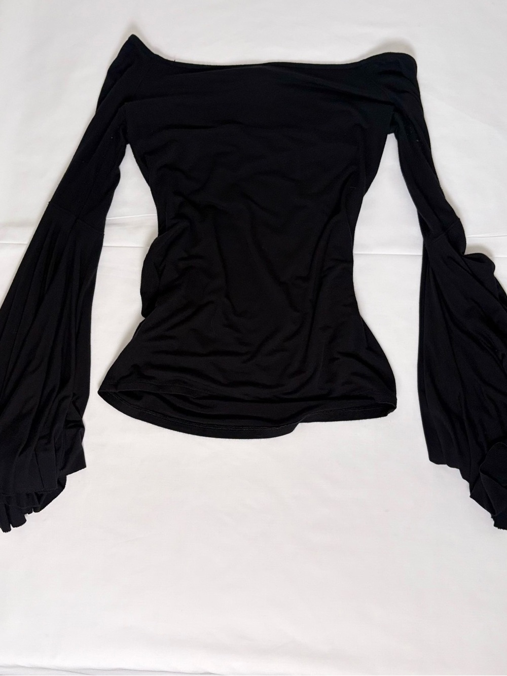 We The Free Black Off-Shoulder Long Sleeve Top with Bell Sleeves - Picture 2 of 6